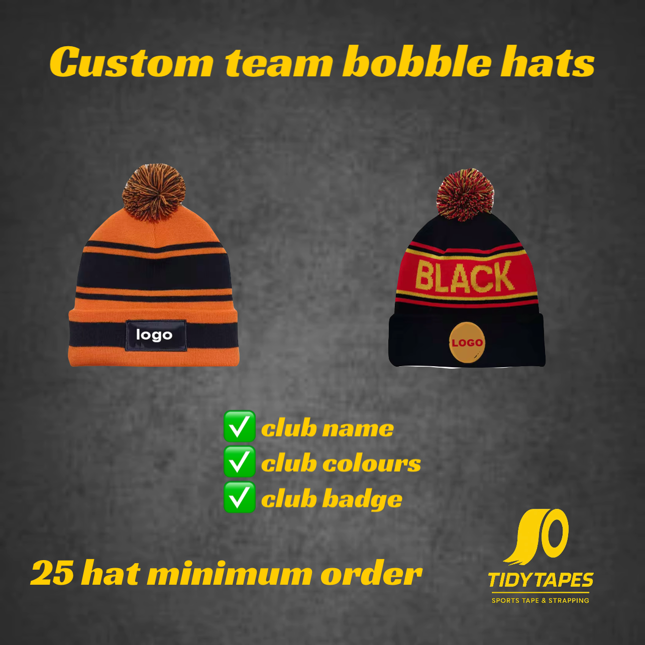 Custom team bobble hats